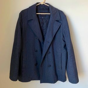 Men’s Structure Heathered Gray Peacoat - Medium